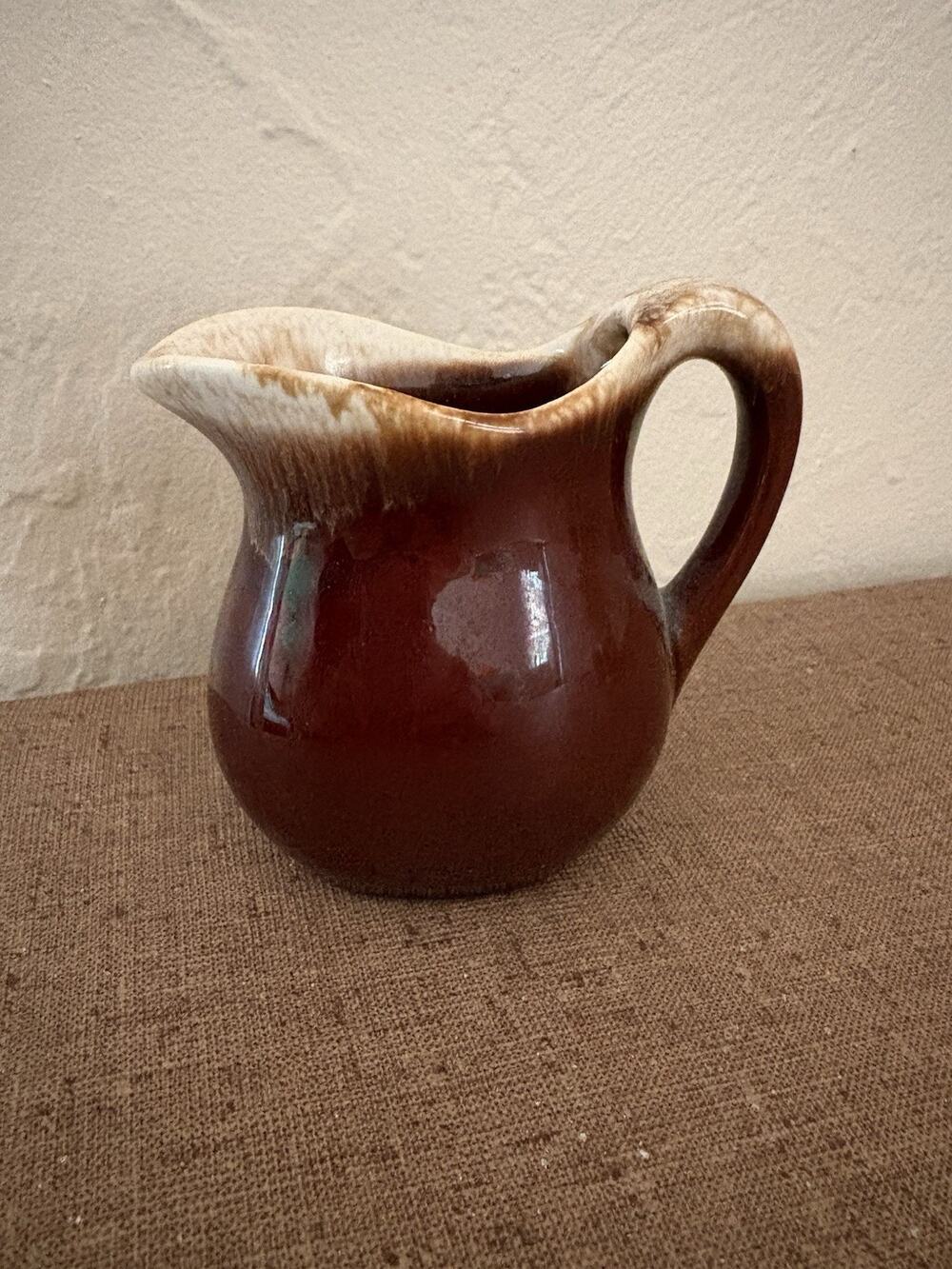 Vintage McCoy brown drip creamer pottery made in USA 4" farmhouse country